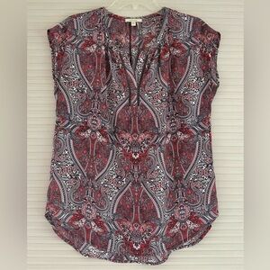 Pleione Polyester Baroque  Print Coral/Black/Gray Blouse